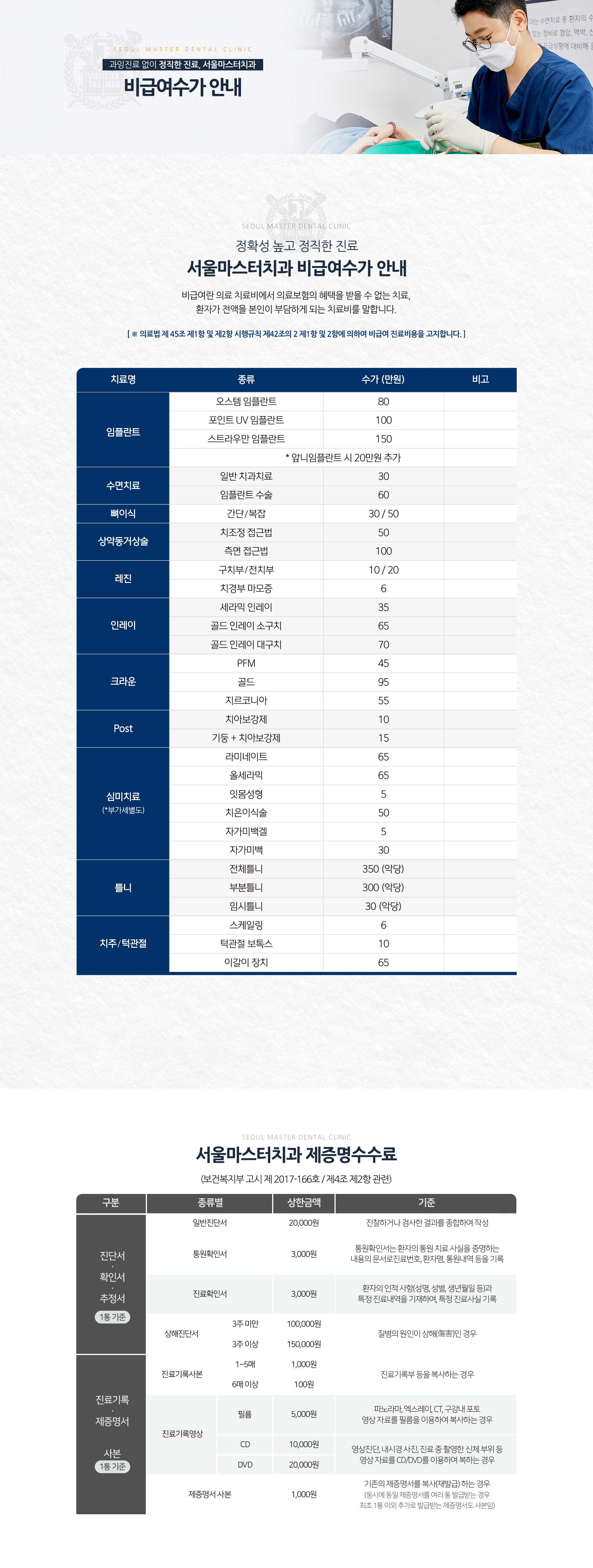 과잉진료-없이-정직한-진료-서울마스터치과-비급여수가-안내-비급여란-의료-치료비에서-의료보험의-혜택을-받을-수-없는-치료-환자가-전액을-본인이-부담하게-되는-치료비를-말합니다-서울마스터치과-제증명수수료